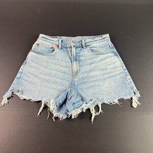 American Eagle Short Women 27* 90s Boyfriend High Rise Blue Cut Off  Jorts Tag 4